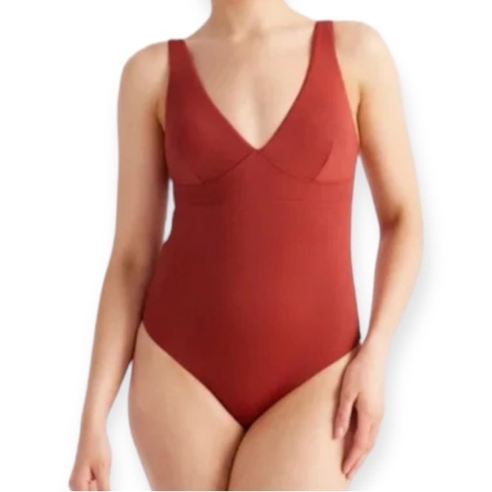 Knix Deep V One Piece Swimsuit Lava XL